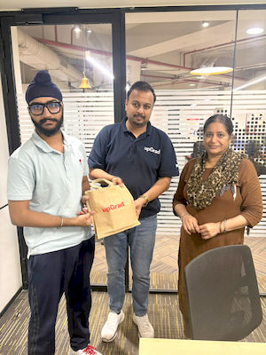 upGrad Noida office - student and parents with the counselling team after their study abroad session